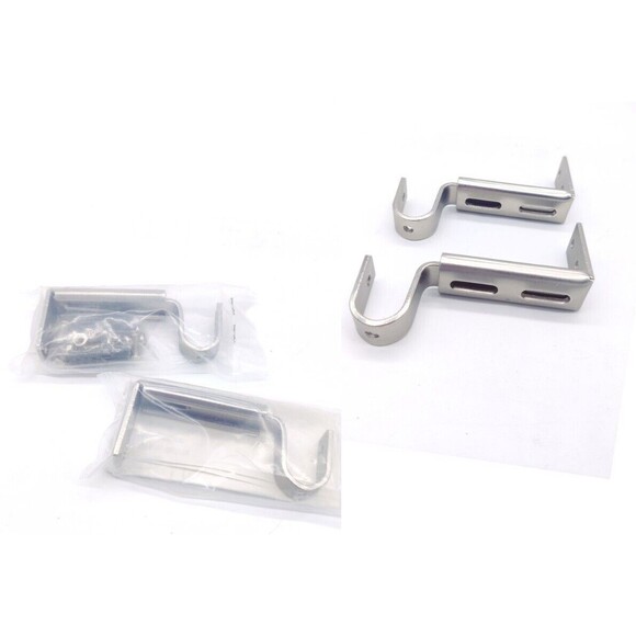Hardware Brackets For Curtain Rod Set of 4 Silver Adjustable 2 Unopened 2 Opened - Picture 1 of 11